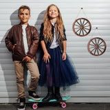 8 Pieces Wooden Wagon Wheel Wall Decor 10 Inches Old Western Wood Wall Art Farmhouse, Rustic Yard Decor Wood Hanging Decorative Wheels for Garden Home Bar Garage Qunclay