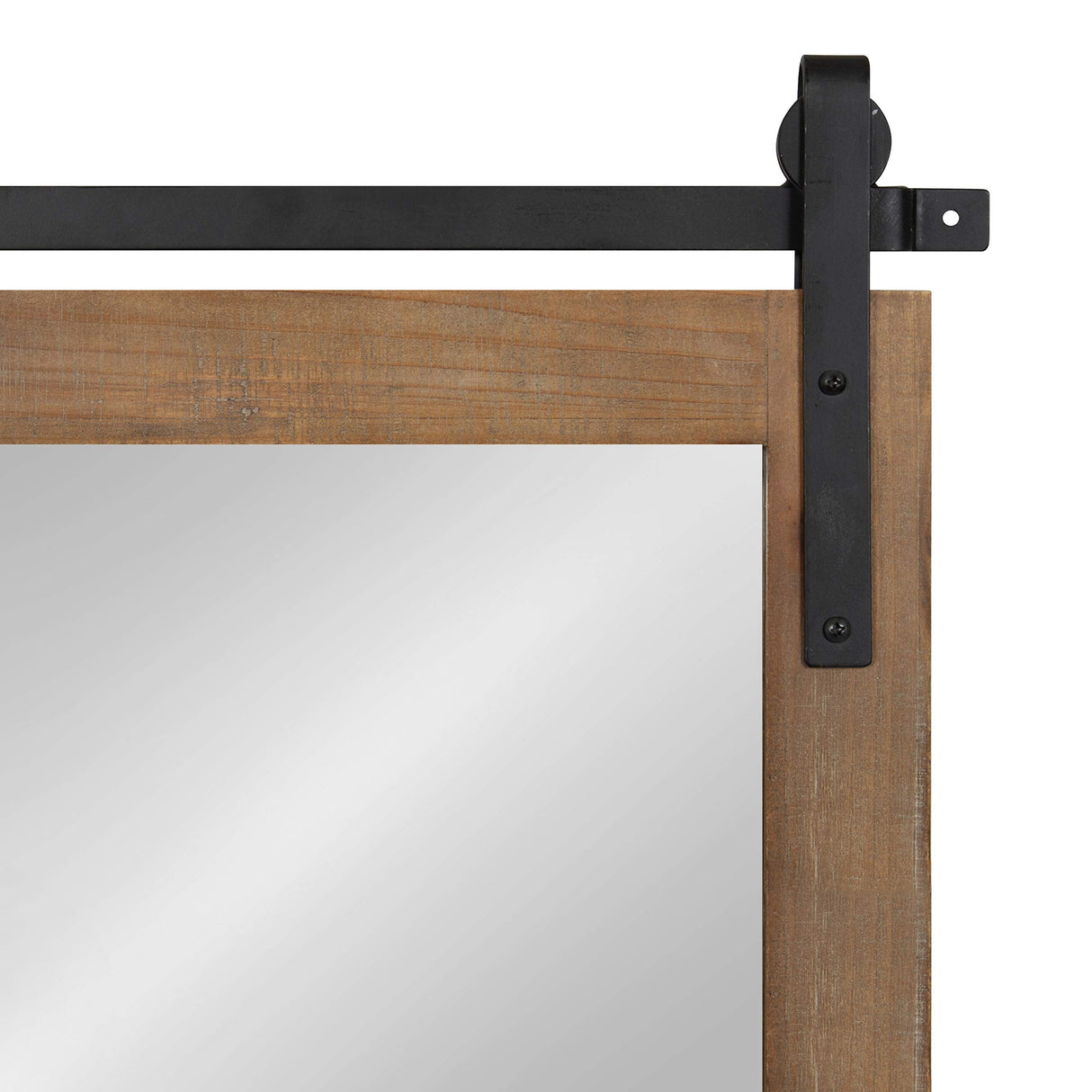 Kate and Laurel Cates Farmhouse Wood Framed Wall Mirror, 18 x 26, Rustic Brown, Barn Door-Inspired Rustic Mirrors for Wall Kate and Laurel