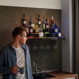 YITAHOME LED Light Liquor Bottle Display Shelf, 3-Step 30-inch Wall Mounted Wine Rack, Acrylic Liquor Shelf with Wine Glass Holder Slots, Remote & App Control for Home Commercial Bar YITAHOME