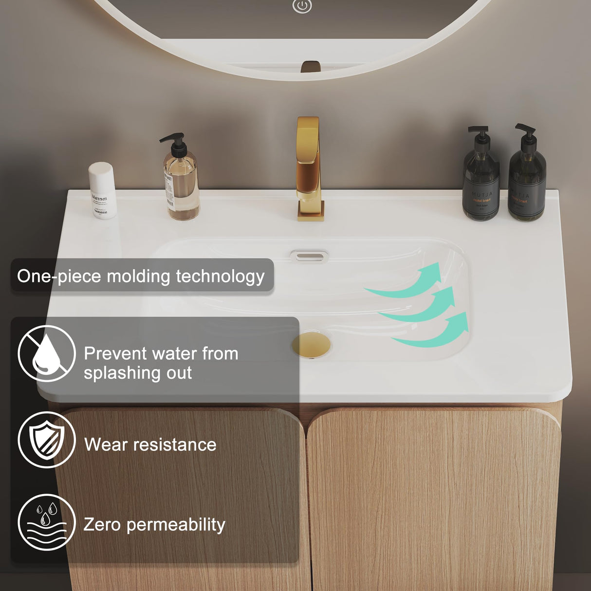 BLUHOUZZ Dalia 30 Inch Bathroom Vanity with Sink,Large Storage Freestanding Bathroom Vanity with Overflow for Modern Bathroom, One-Piece Sink Basin Minimalist Bathroom Sink Cabinet BLUHOUZZ