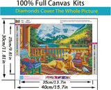 CHWGLFGG 5D Diamond Art Kits for Adults Beginners, Dog Mountain Diamond Painting Kits, DIY Full Round Drill Paint by Diamonds Dot Gem Art for Adults, Home Wall Decor 12x16 Inch CHWGLFGG