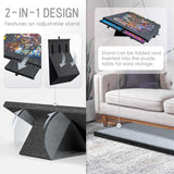 Tektalk Jigsaw Puzzle Table with Integrated Adjustable Stand/Bracket, 3-Tilting-Angle Puzzle Plateau with Cover & 4 Sorting Drawers, Super Lightweight Felt Puzzle Board, for Up to 1500 Pieces - Gray Tektalk