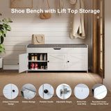 Xdwwhome Shoes Bench with Cushion, Storage Bench, Entryway Bench with Lift Top Storage, 43.3" Wooden End of Bed Bench, Shoe Bench Cabinet for Living Room Bedroom Hallway Garden, 330 lbs, White Xdwwhome