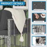 FHFO 7 Pieces Outdoor Patio Furniture Set, Wicker Outdoor Sectional Conversation Couch Set with Adjustable Backrest Sofa, Grey Cushions & Coffee Table for Outside,Garden,Deck,Grey FHFO