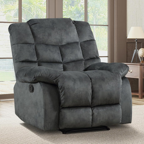 EBELLO Manual Recliner Chair, Overstuffed Reclining Sofa with Soft Padded Headrest and Armrest, Soft Fabric Single Couch for Living Room, Grey Green EBELLO