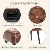 LUE BONA Entryway Bench, 44.5'' Leather Upholstered Bedroom Benches, End of Bed Bench with Metal Legs, for Decorative, Living Room, Dining Room, Red Brown LUE BONA