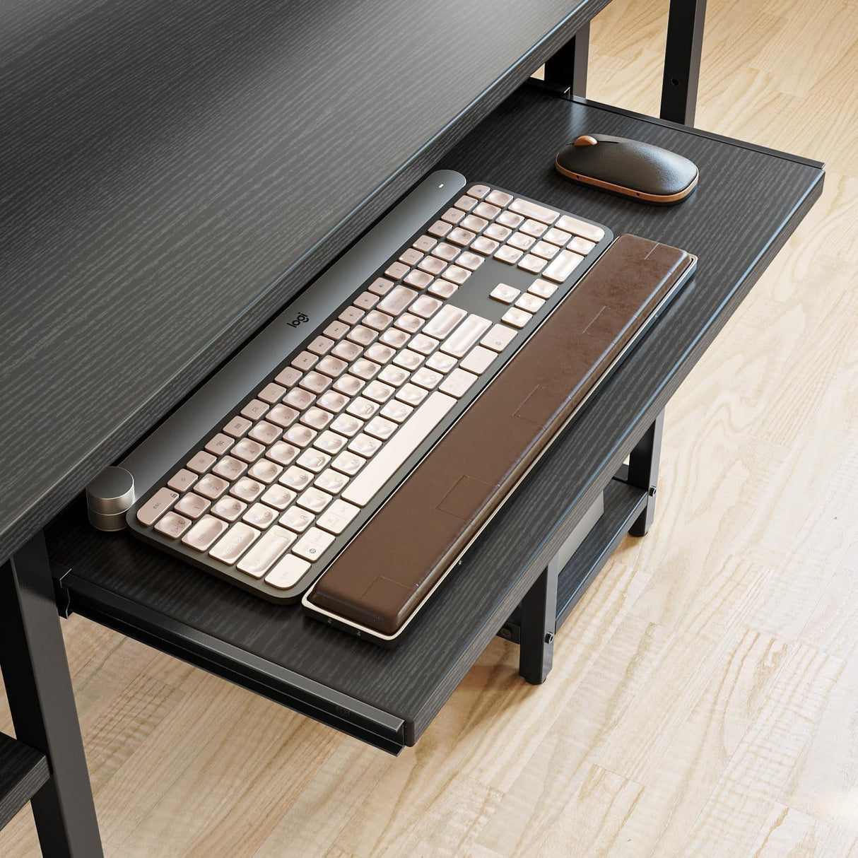 CubiCubi Computer Desk with Keyboard Tray, 47 Inch Office Desk with Monitor Stand and Storage Shelves, Music Studio Desk Workstation, Work Table for Home Office, Black CubiCubi