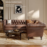 EYBCT Faux Leather Sectional Sofa Couch for Living Room, L Shaped Reversible Modern Chesterfield Sofa with Rolled Arms and Nailhead, 5 Seat Tufted Couch for Small or Large Space (Dark Brown) EYBCT