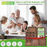 NutriChef 6-Piece Nonstick Bakeware Set, Carbon Steel Baking Pans, Includes Cookie Trays, Wide & Square Bake Pan, Bread Loaf & Round Cake Pan, Muffin Pan - Gold NutriChef