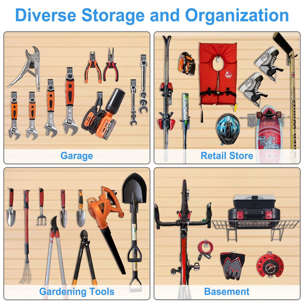 [8x4 Ft²] PVC Slat Wall Paneling, Adjustable Slatwall Panels with Coupling Structure, Slatted Wall Panel System with Customizable Storage Options, DIY Cutting & Easy-to-Install Slatwall Board Shelves QUEENLINK