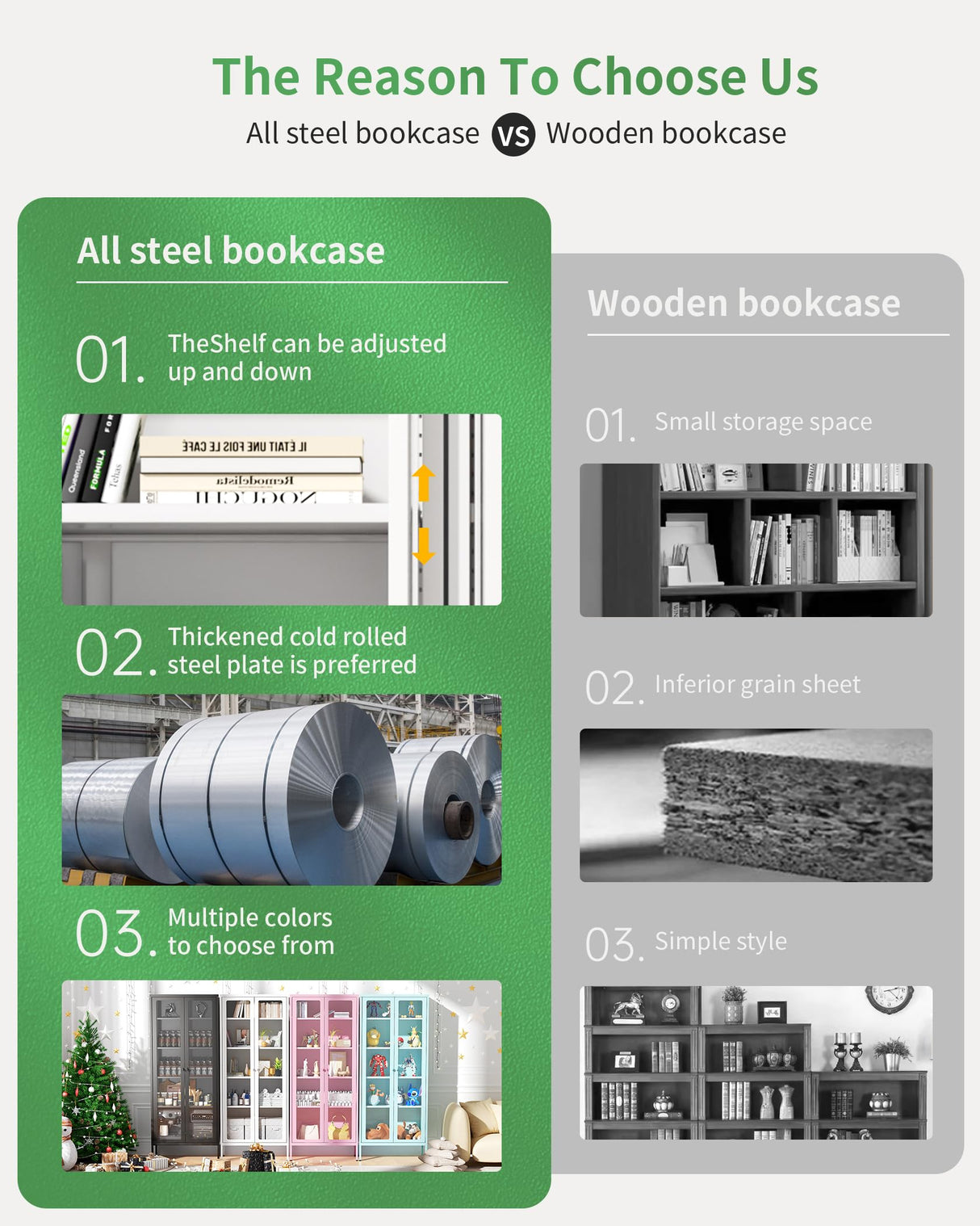 Greenvelly Metal Glass Display Cabinet,White 67.3" H Curio Cabinets with Glass Doors and Shelves,Tall Steel Cabinet Collectibles Display Case for Home Office, Living Room, Pantry Greenvelly