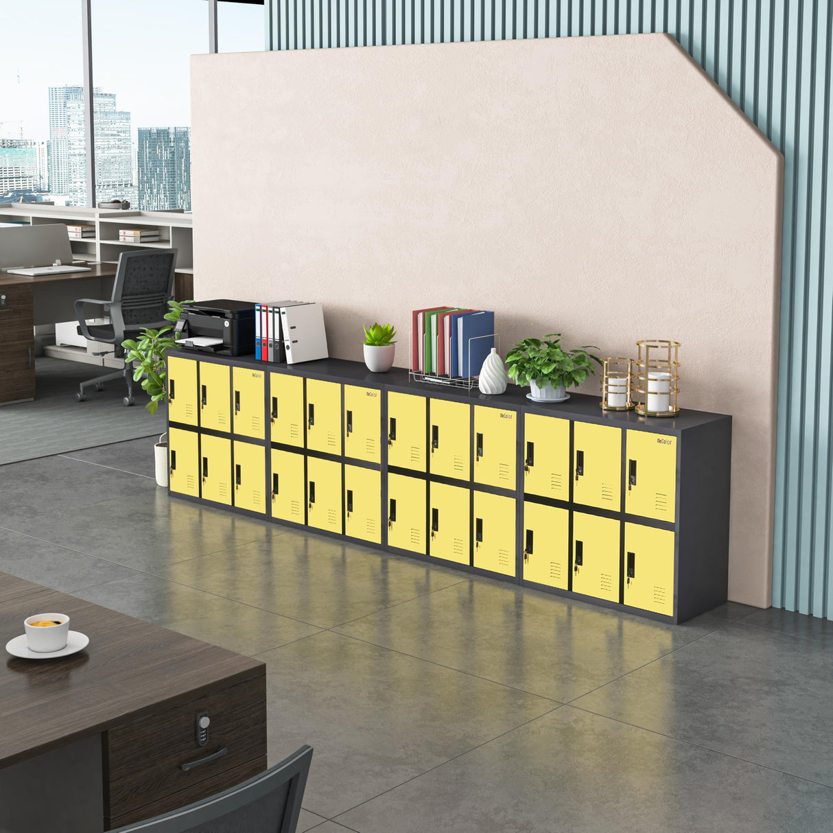 MECOLOR Metal Storage Lockers Employee lockers Small lockers and Business lockers for Home, Office, Garage,Gym,School... (W6D-YE) MECOLOR