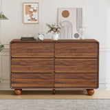 AVZEAR Modern 6 Drawer Dresser for Bedroom, 48" Wide Wooden Dresser Chest of Drawers, Handle Free & Curved Profile Design, Mid Century Closet Clothes Storage Organizer for Living Room, Walnut AVZEAR