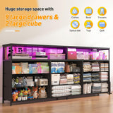 EnHomee 55” W Dresser, Black Dresser for Bedroom with Power Outlet & LED Lights for 65" TV Stand for Bedroom Dresser with 9 Fabric Drawers, Sturdy Dressers for Bedroom, Closet, Entryway EnHomee