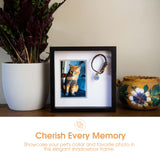 Pearhead Pet Collar Keepsake Picture Frame, Memorial Shadow Box, Wall Mountable Display, Bereavement Photo Frame for Dogs and Cats, Pet Loss Remembrance Gift, 4.5x6.5 Photo Insert, Black Pearhead