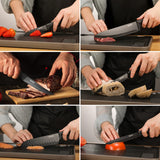 syvio Knife Set, 21pcs Utility Knife Sets for Kitchen with Block and Sharpener, Razor-Sharp, Effortless Sharpening, Premium Kitchen Knives with 6 pcs Kitchen Utensils Set and Utensil Holder, Black syvio