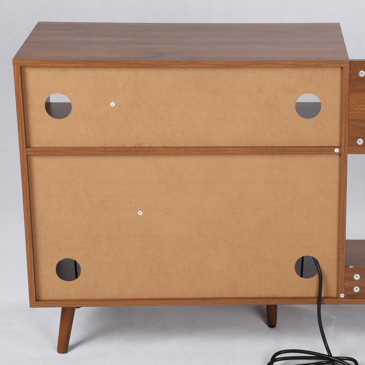 Record Player Stand with Charging Station & USB Ports, Mid Century Modern Turntable Stand Table Holds up to 350 Albums, Vinyl Record Storage Cabinet Turntable Stand with Record Storage IQCNGVX