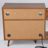 Record Player Stand with Charging Station & USB Ports, Mid Century Modern Turntable Stand Table Holds up to 350 Albums, Vinyl Record Storage Cabinet Turntable Stand with Record Storage IQCNGVX