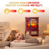 Electric Fireplace Heater 22 in Freestanding Fireplace Stove Infrared Fireplace RealSmart with 3D Flame Effect Remote Control, Timer, Overheating Protection Heater for Indoor Use Black (Christmas Red) RealSmart