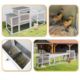 Magazoopet 79“L Chicken Coop and Run, 2 Story Backyard Hen House with Nesting Box, Poultry Cage for 1-3 Chickens Ducks Rabbits with Removable Tray, Ramp and UV-Resistant Roof Panel Magazoopet