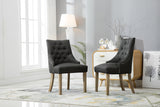 Roundhill Furniture C169CC Button Tufted Solid Wood Wingback Hostess Chairs with Nail Heads, Set of 2, Charcoal Roundhill Furniture