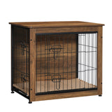 DWANTON Dog Crate Furniture with Cushion, Wooden Dog Crate with Double Doors, Dog Furniture, Dog Kennel Indoor for Small/Medium/Large Dog，End Table, Small, 27.2" L, Warm Brown Dwanton