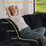 ovios 130.7" Modular Sectional Sofa Couch, U-Shaped Minimalist Couches with Sofa Bed Chaise, Modern Deep Seat Cloud Plush Corduroy Sofas Set for Living Room, 7 Seat, Black ovios