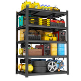 47.3"W Garage Shelving Heavy Duty, 2500 LBS Capacity Industrial Shelving Units, Standing Shelf Storage, Detachable and Adjustable 5 Tier Metal Shelves for Warehouse, Basement, Pantry Closet, Black Bezuny