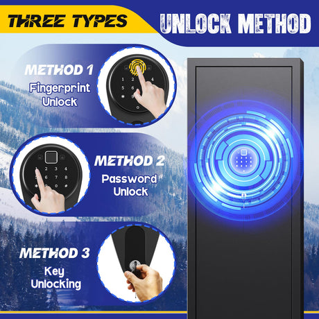 8-12 Gun Safe for Rifles and Pistols,Biometric Fingerprint Lock,No Assembly Required,Fireproof Gun Safe for Home with Removable Gun Shelf,Alarm System,Silent Mode (57"H × 12"D × 14"W) ZZXCBB