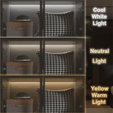 Hitow Wardrobe Cabinet with LED Light Strips, Modern Armoire Closet with Glass Doors, 59.1" W Large Bedroom Armoire Clothes Organizer with Shelve & Hanging Rods, Modern Glass Display Cabinet, Black Hitow