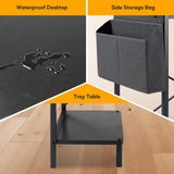 L Shaped Desk Gaming Computer 50 Inch Reversible Corner Table PC for Writing Study Student with Wood Tabletop Metal Frame CPU Stand Side Bag for Home Office Small Place, Black HealSmart