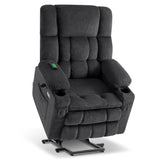 MCombo Large Dual Motor Power Lift Recliner Chair Sofa with Massage and Heat for Tall Elderly People, Infinite Position, USB Ports, Cup Holders, Fabric 7896 (Dark Gray, Large-Regular) MCombo