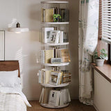 360° Rotating White Bookshelf Tower - 5-Tier Spinning Storage for Small Spaces ZXFWRJDJ