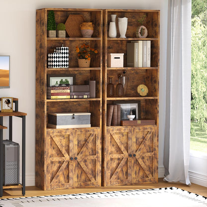 Stunning 6-Tier Brown Wooden Bookcase with Elegant Cabinet Doors by oneinmil - WoodArtSupply