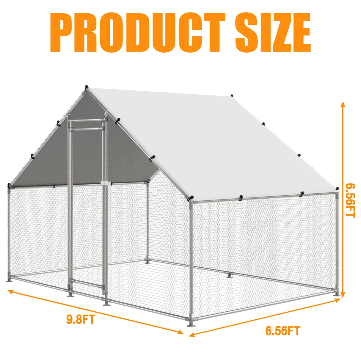 NUGRIART Large Metal Chicken Coop Walk-in Poultry Cage Hen Duck Run House with Waterproof & Anti-UV Cover Galvanized Rabbits Habitat Spire Shaped Cage for Outdoor Yard Farm Use NUGRIART