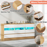 Loomie 9 Drawer Triple Dresser with Charging Station & Led Lights for Bedroom,Long 63" Dresser TV Stand for TVs up to 75",Wide Large Drawer Dressers Organizer with 3 Cubbies for Hallway, Light Wood Loomie