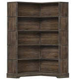 TVU Wood Corner Book Shelf, 5 Tier 65 Inch Tall Bookshelf with Storage, Floor Standing Display Book Shelf for Living Room, Kitchen, Home Office, Rustic Brown TVU