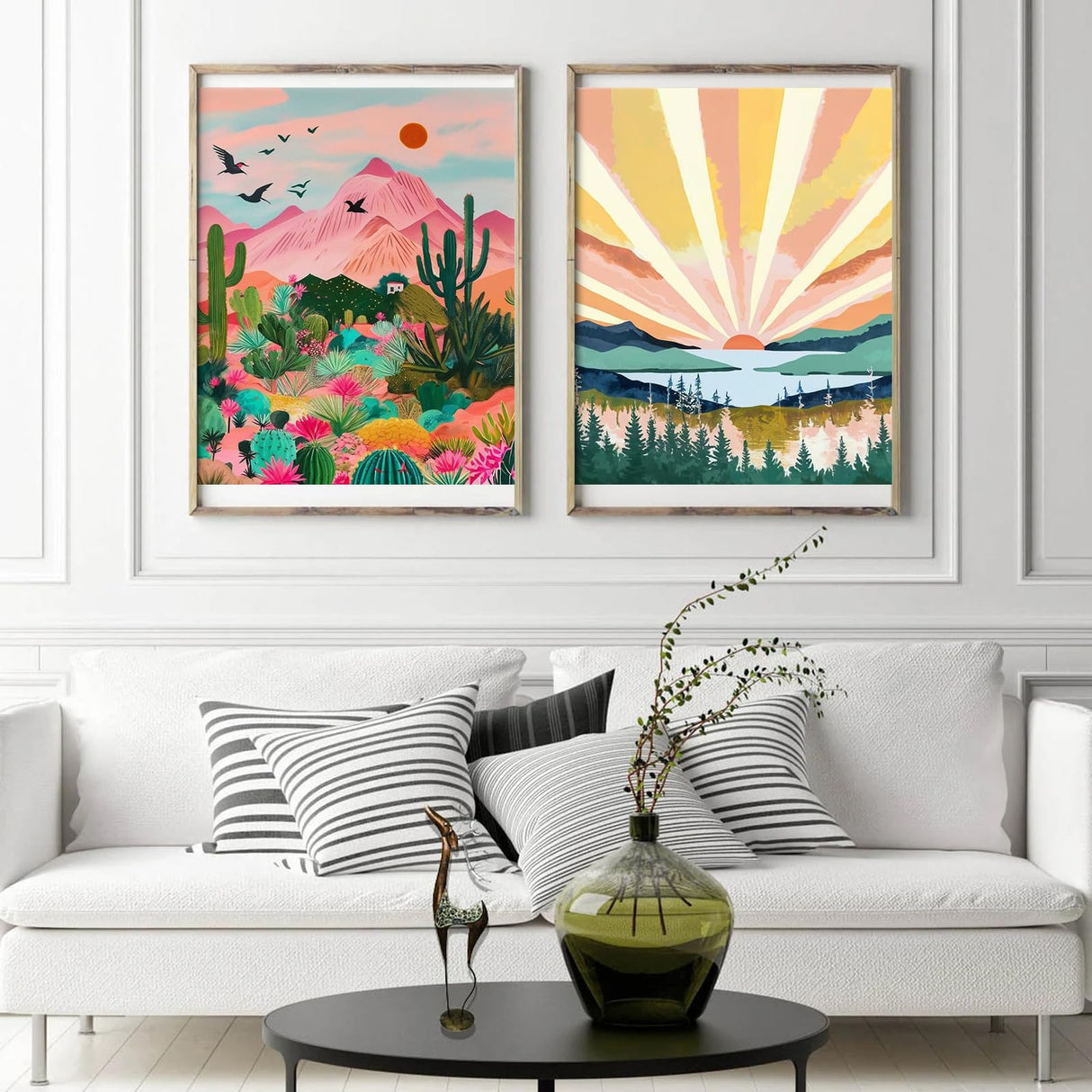 Ninonly 4 Pack Paint by Number for Adults Framed Canvas, Sunset Arts for Adults Beginner with Wooden Easel, Paint Brushes, Acrylic Paint Set for Home Wall Decor, 9 * 12 Inch Ninonly