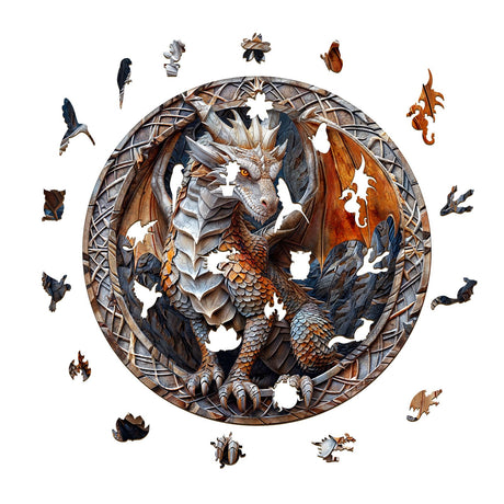 Wooden Puzzles for Adults, Wooden Flat Puzzles with 3D Visual Effect, Cave Dragon Puzzles, Unique Puzzles Gifts for Women Men (M-11.4 * 11.4in 200pcs) NABYSHOP