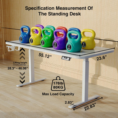 RRTECHFORU 63x24inch Adjustable Desk Electric Standing Desk Sit Stand up Desk Height Adjustable Home Office Workstation White - WoodArtSupply