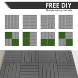 PrimeZone 54 PCS Plastic Interlocking Patio Deck Tiles - 12" x 12" Waterproof Indoor Outdoor Flooring, Patio Floor Decking for Balcony, Backyard, Garden & Poolside, All Weather Use, Grey PrimeZone