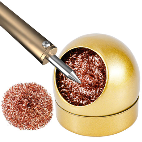 Soldering Iron Tip Cleaner, Premium Stainless Steel Soldering Iron Cleaner Quick Cleaning No Water Required Soldering Iron Tip Cleaner Practical Tools(Gold) PEUTIER