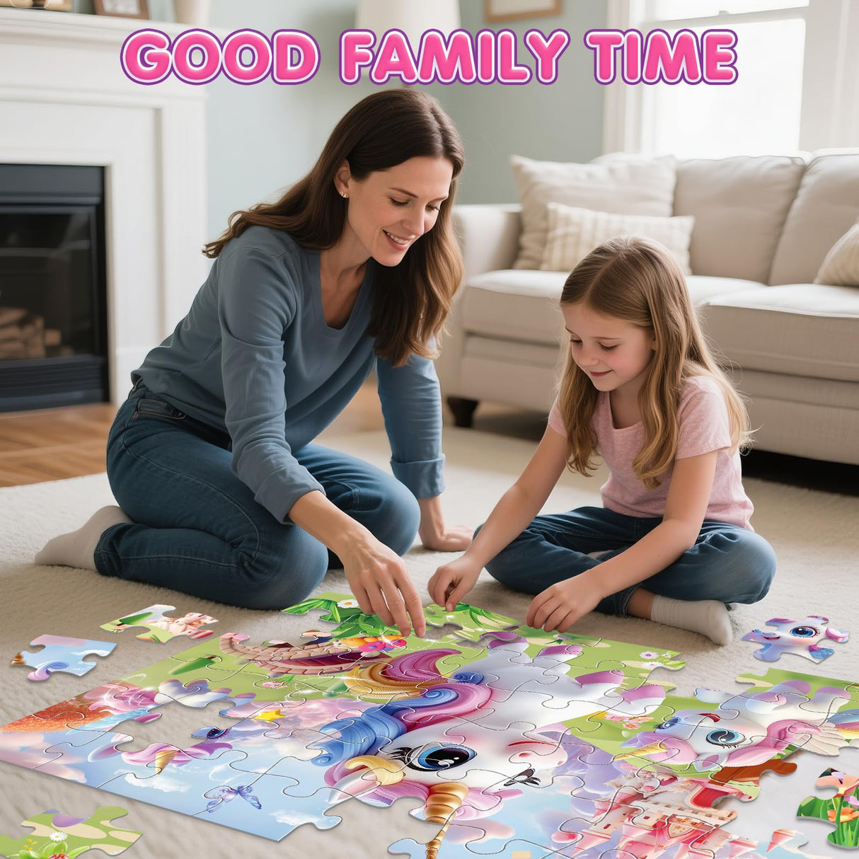 Jumbo Floor Puzzle for Kids,48 Piece Unicorn Large Jigsaw Puzzles,Puzzle for Toddler Ages 3-5,Fun Educational Preschool Learning Toy Gift for Boys & Girls Ages 4-8 IFLOVE