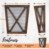 Autumn Alley Large Rustic Farmhouse Wall Planter Set of 2, Farmhouse Decor Wall Hangings for Hanging Planter Indoor, Galvanized Wall Planter, Corrugated Metal, Wooden, Brown - Flowers Not Included Autumn Alley