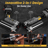 TaskStar Grease Gun, 2-in-1 Easy-to-Use Battery Grease Gun Kit with 2 * 4000mAh Batteries, Efficient Cordless Grease Gun with 90 Degree Coupler Adapter, Electric Grease Gun with LED Light, Gray TaskStar