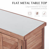 Potting Bench with Storage Cabinet and Metal Table Top for Outdoor Patio, Garden Furniture Wood Workstation Mederla