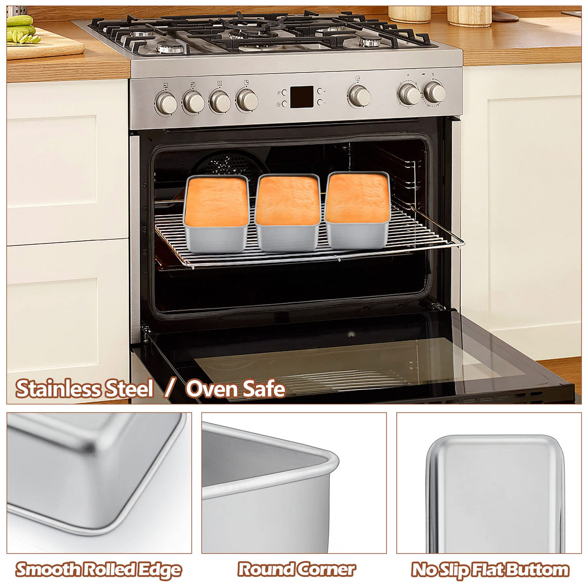 LIANYU 4 Pack Loaf Pans for Baking Bread, 9x5 Inch Bread Pan, Stainless Steel Meatloaf Baking Loaf Tin for Homemade Banana Sourdough, Dishwasher Safe LIANYU