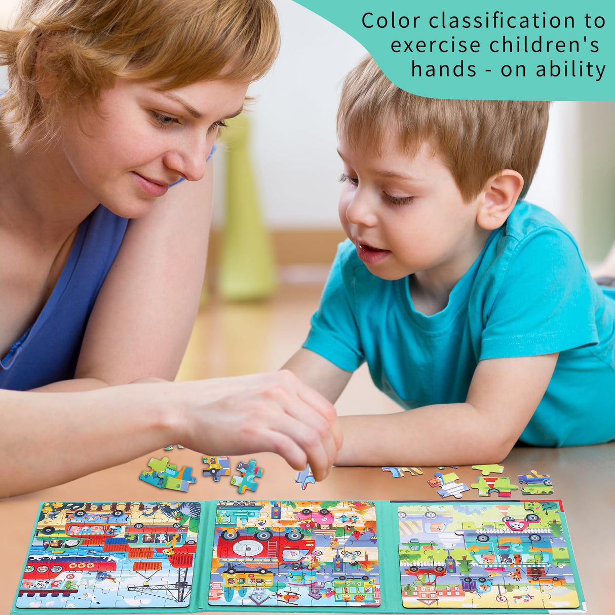 Magnetic Puzzles for Toddlers 3-5 - 3 in 1-97 Pieces Magnet Puzzle Book for Kids Ages 4-8 Travel Puzzles Game Magnetic Jigsaw Puzzle Car Traffic Activities Toy for Boys and Girls CCBLZLL