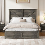 LUXOAK Full Size Farmhouse Wooden Bed Frame, Platform Bed Frame with 49.2" Headboard/No Box Spring Needed/Noisy Free/Easy Assembly/Grey LUXOAK