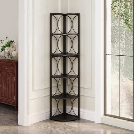 LITTLE TREE 66.9" Corner Shelf Stand, Ladder Etagere Display Bookshelf, 5-Tier Freestanding Shelves for Small Spaces, Living Room, Bedroom, Bathroom LITTLE TREE